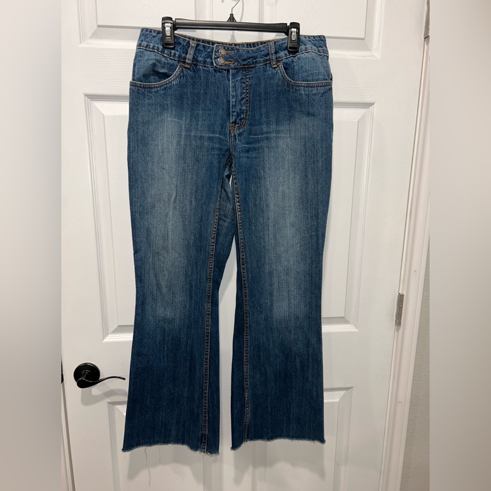 Stetson 214 CITY TROUSER JEANS Denim Women’s Size 14 regular Flared Raw Hem‎